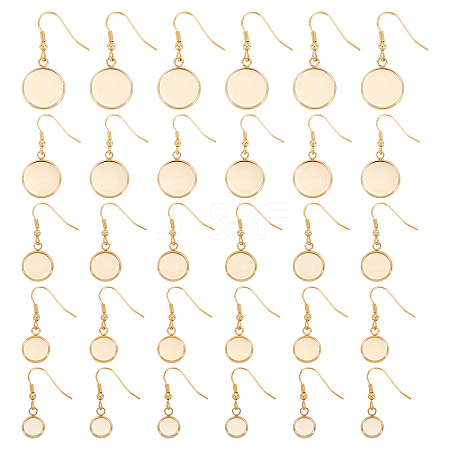 30Pcs 5 Style Flat Round Stainless Steel Dangle Earrings EJEW-UN0001-60-1