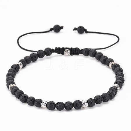 Adjustable Natural Lava Rock Beaded Bracelets for Women BE7794-6-1