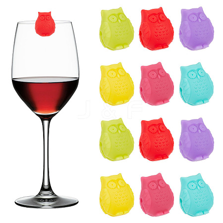  2 Sets 12Pcs Silicone Wine Glass Charms AJEW-NB0005-69-1