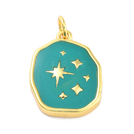 Real 18K Gold Plated Rack Plating Brass Enamel Pendants KK-M293-29G-03-1