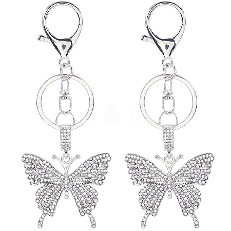 2Pcs Alloy Rhinestone Pendants Keychain KEYC-SP0001-22-1