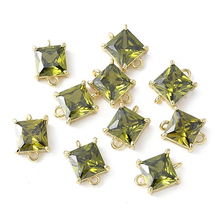 Brass Pave Cubic Zirconia Connector Charms KK-F892-53G-06-1