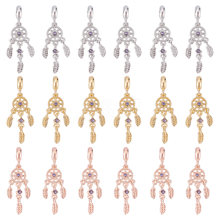 DICOSMETIC 18Pcs 3 Colors Rack Plating Alloy European Dangle Charms FIND-DC0001-25-1