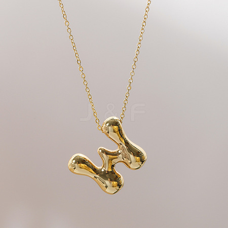 Brass Chunky Initial Pendant Necklaces WG97A63-23-1
