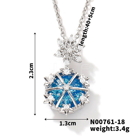 Starry Sky Theme Brass Pave Clear Cubic Zirconia Pendant Necklace for Women AQ6325-4-1