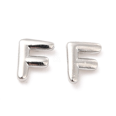 Brass Hollow Out Initial Letter Stud Earrings for Women EJEW-A044-01P-F-1