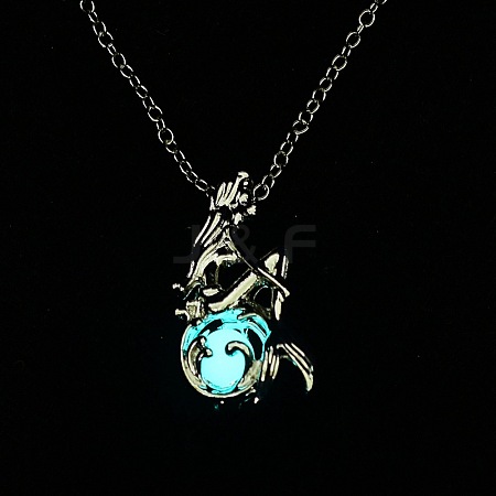 Luminous Alloy Locket Pendant Necklaces NJEW-F284-06B-1