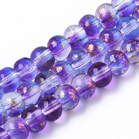 Transparent Spray Painted Glass Bead Strands GLAA-N035-03A-B03-1