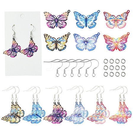 DIY Butterfly 430 Stainless Steel Etched Metal Embellishments Dangle Earring Jewelry Making Kits DIY-FS0007-46-1