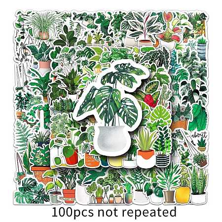 100Pcs Plant PET Waterproof Stickers PW-WG27039-01-1