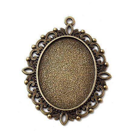 Large Vintage Tibetan Style Alloy Pendant Cabochon Settings TIBEP-M018-70AB-NF-1