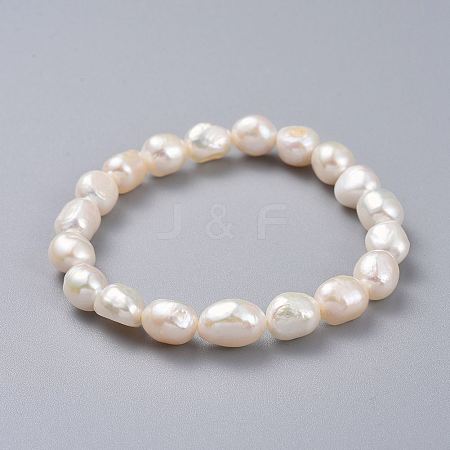 Natural Pearl Stretch Bracelets BJEW-JB04539-1