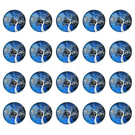 Half Round/Dome Tree Pattern Glass Flatback Cabochons for DIY Projects GGLA-YW0001-14K-1