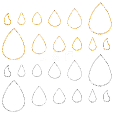   90Pcs 12 Style Teardrop Brass Linking Rings KK-PH0009-91-1