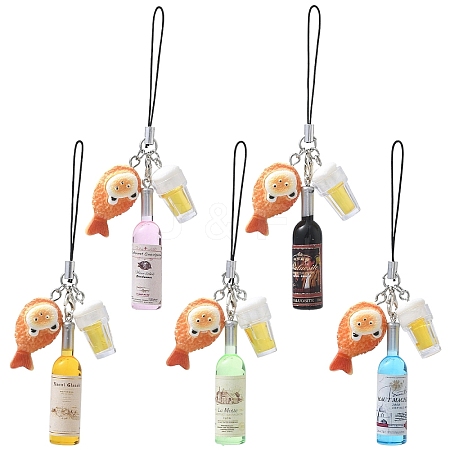 5Pcs Resin Mobile Straps HJEW-YW00291-1