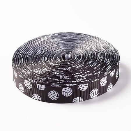 Single Face Volleyball Printed Polyester Grosgrain Ribbons SRIB-P019-01-1