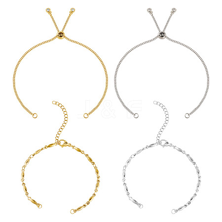 2 Sets 2 Styles 304 Stainless Steel Bar Link Chain Bracelet Making AJEW-TA0001-77-1