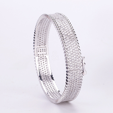 Brass Micro Pave Clear Cubic Zirconia Bangles for Women FS-WG2EB50-01-1