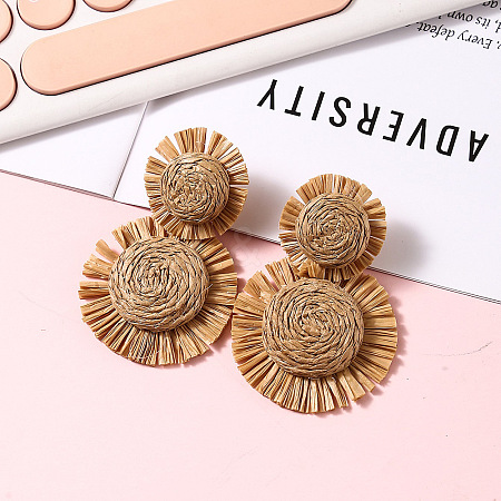 Bohemian Style Raffia Dangle Stud Earrings FS-WGA49F5-08-1