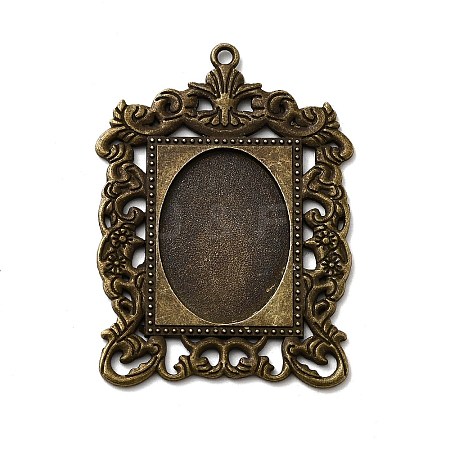Rectangle Tibetan Style Alloy Big Pendant Cabochon Settings X-PALLOY-K109-77AB-NR-1