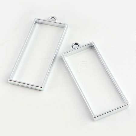 Rack Plating Alloy Rectangle Open Back Bezel Pendants LS-PALLOY-S047-11D-FF-1