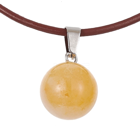 Natural Citrine Round Pendant Necklaces NJEW-JN04478-04-1