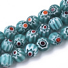 Handmade Millefiori Lampwork Beads Strands X-LAMP-R143-01C-1