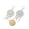 304 Stainless Steel Woven Net with Feather Dangle Earrings for Women EJEW-JE05005-4