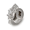 Brass Micro Pave Clear Cubic Zirconia Slide Charms CU-CBA4292-01P-2