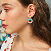 4 Pairs 4 Colors Polymer Clay Donut Dangle Stud Earrings with Iron Pins EJEW-FI0003-02-5