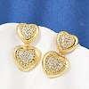 Brass Micro Pave Clear Cubic Zirconia Stud Earrings EJEW-H154-10A-G-2