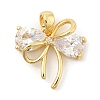 Rack Plating Bowknot Brass Clear Cubic Zirconia Pendants KK-S407-01G-A-1