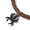 2Pcs Natural Black Agate & Coconut & Shell Beads Stretch Bracelets BJEW-JB12673-4