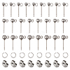  90Pcs 3 Size 202 Stainless Steel Ball Stud Earring Findings STAS-TA0002-22-11