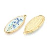 Printed Style 304 Stainless Steel Oval with Flower Pattern Pendants STAS-T071-27A-G-2