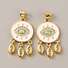 Brass Pave Clear & Bisque Cubic Zirconia Evil Eye Pendants KK-WH0062-30G-1