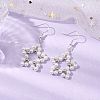 Shell Pearl Beads Flower Dangle Earrings EJEW-TA00577-2