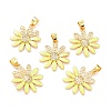 Real 18K Gold Plated Brass Micro Pave Cubic Zirconia Pendants ZIRC-L100-087G-02-1