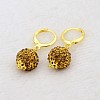 Dangling Round Ball Resin Rhinestone Earrings LS-EJEW-J080-17G-1