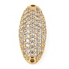 Rack Plating Brass Micro Pave Clear Cubic Zirconia Oval Connector Charms KK-A234-016G-1