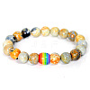 Natural Agate Round Beaded Stretch Bracelets ZA0541-11-1