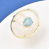 Natural Quartz Crystal & Flower Amazonite Oval Cuff Rings G-P599-01G-01-3