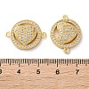 Rack Plating Brass Cubic Zirconia Heart Connector Charms KK-C084-08E-G-3