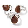 Synthetic Goldstone Teardrop Adjustable Rings RJEW-K371-08S-24-1