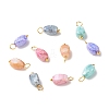 Opaque Baking Painted Crackle Glass Beads Pendants PALLOY-JF01242-1