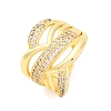 Brass Micro Pave Clear Cubic Zirconia Cuff Rings RJEW-U047-13G-4