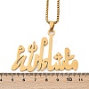 304 Stainless Steel Arabic Pendant Box Chain Necklaces for Women Men NJEW-R013-06G-5