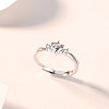 Adjustable Brass Pave Cubic Zirconia Cuff Open Rings for Women FS-WGF7306-02-1