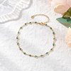 Handmade Evil Eye Lampwork Brass Link Chain Anklets for Women AJEW-AN00715-03-1