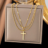 Cross 304 Stainless Steel Pendant Necklaces for Women NJEW-G157-07G-1